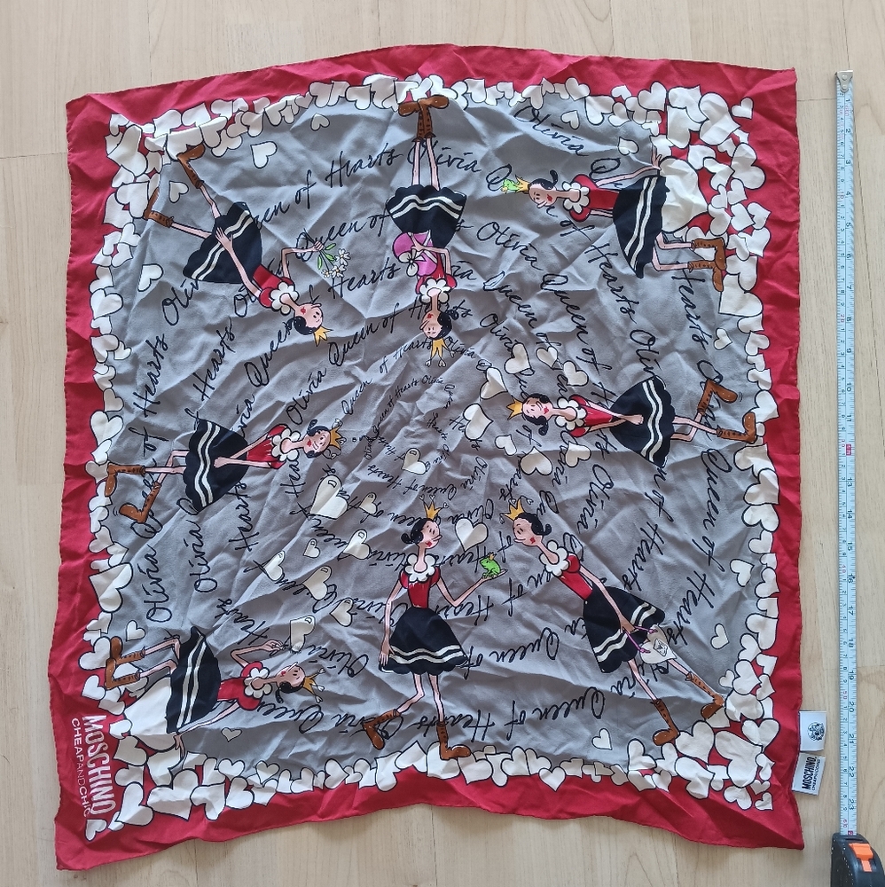 Moschino Red and Gray Graphic Scarf